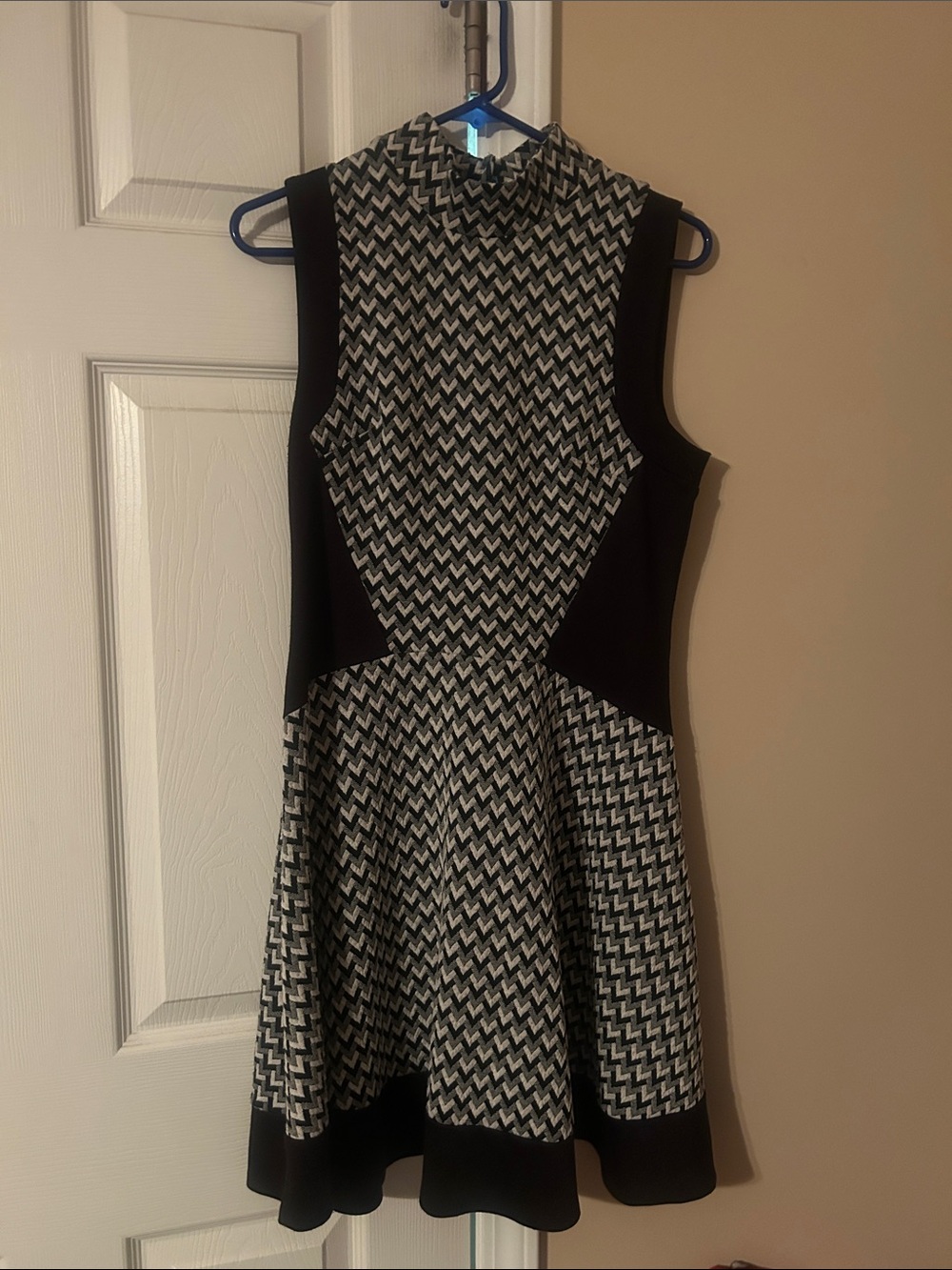 bailey blue Black and White Chevron Fit & Flare Dress